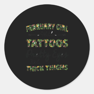februari meisje met Tattoos ogen Ronde Sticker