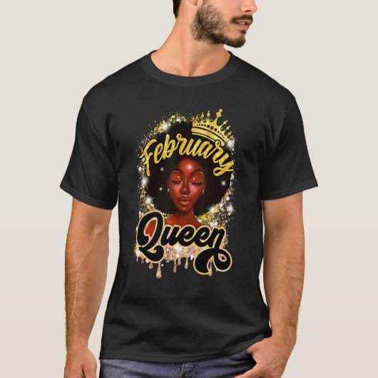 Februari Queen Zwart Vrouwen Zwart Koningin Februa T-shirt (Voorkant)