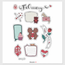 Februari Sticker Sheet – Zoete Beren & Liefdesvibe