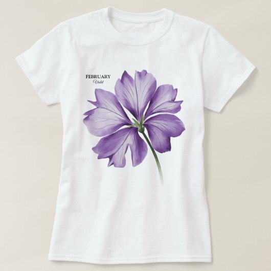 Februari Verjaardag Bloem: Violet gepersonaliseerd T-shirt (Design voorkant)