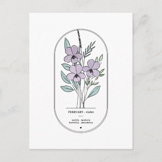 februari Violet Birth Flower Briefkaart (Voorkant)
