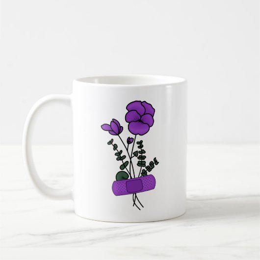 Februari Violet Flower Bandaid Koffiemok (Links)
