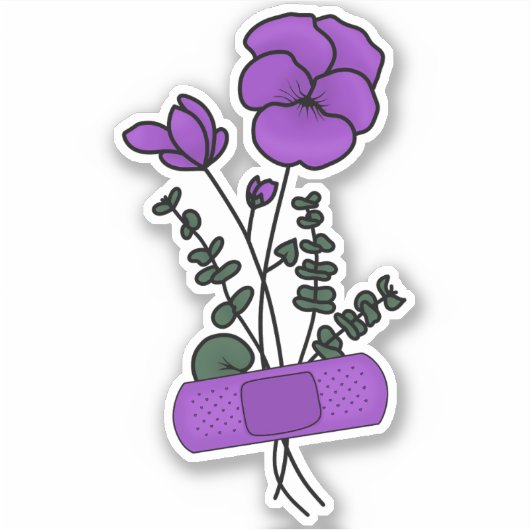 Februari Violet Flower Bandaid Sticker (Voorkant)