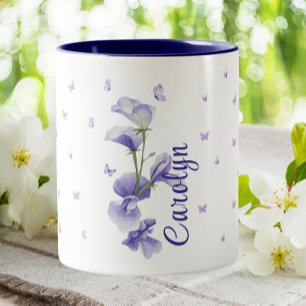 Februari Violette Geboortemaand Bloembloem Tweekleurige Koffiemok