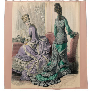 February 1877 Victoriaanse modeprint Douchegordijn