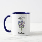 February Birthday Violet Iris Botanical Mok (Links)