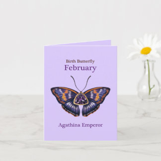 February Purple Agathina Emperor Butterfly Art Kaart