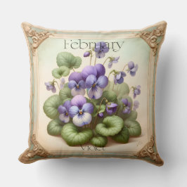 February Violet Birth Flower Symbolism Botanical  Kussen