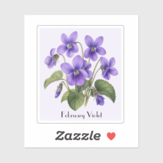 February Violet Flowers  Sticker