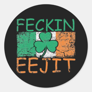 Feckin Eejit Ireland Slang flag Ireland Ronde Sticker
