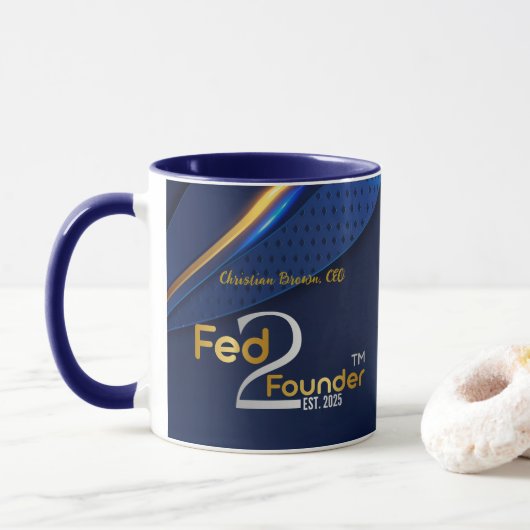 Fed2Founder Coffee mok - gepersonaliseerd (Met donut)