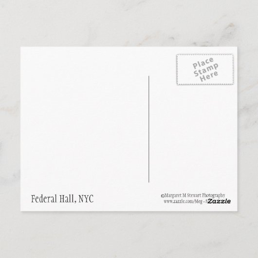 Federal Hall, NYC Carte postale (Dos)
