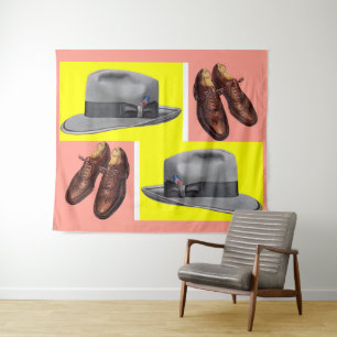 Fedora en wingtip schoenen uit de jaren '50 afdruk wandkleed