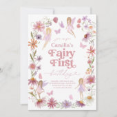 Fée 1er Anniversaire Invitation Fée Premières fill (Devant)