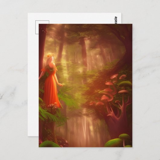 Fée Abstraite dans une forêt magique Carte postale (Devant / Derrière)