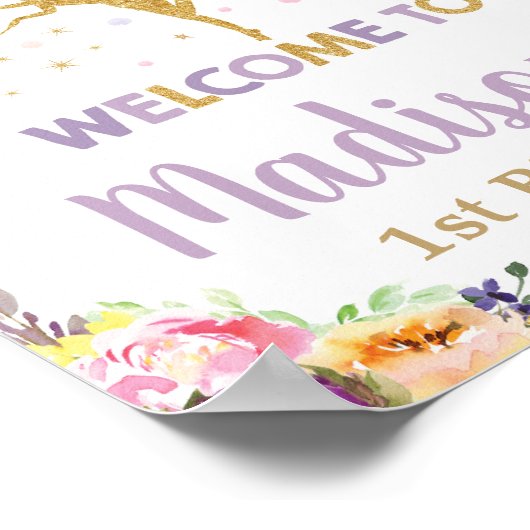 Fée Affiche de bienvenue d'anniversaire violet fle (Coin)