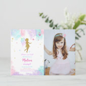 Fée Anniversaire Invitation de fête avec photo (Debout devant)