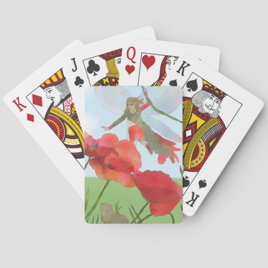 Fée avec coquelicot cartes à jouer (dos)