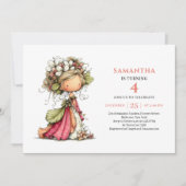 Fée bienheureuse Invitations d'anniversaire floral (Devant)