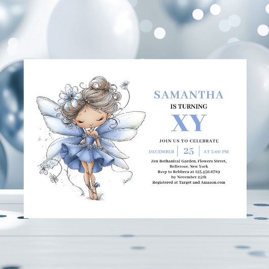 Fée Bleue Capricieuse Invitation Anniversaire 3 an