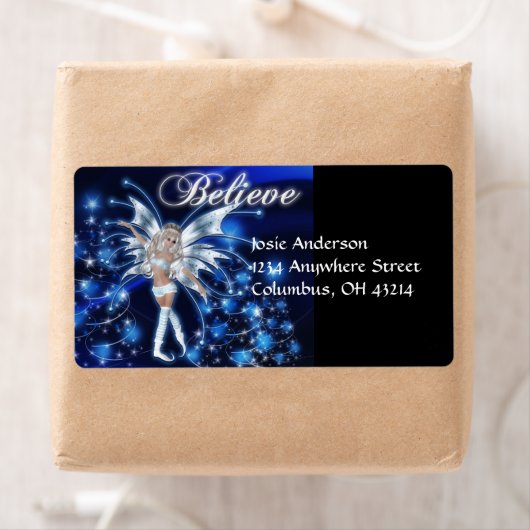 Fée bleue/Fae 2 Étiquettes de adresse de Noël (En situation)