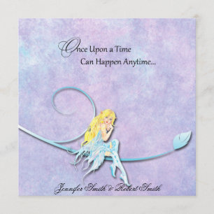 Fée bleue sur le faire-part de mariage pourpre