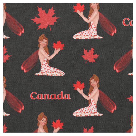 Fée canadienne Mapleleaf sur tissu noir (Fermer)