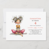 Fée Capricieuse Fille 4e Anniversaire Invitation F (Devant)