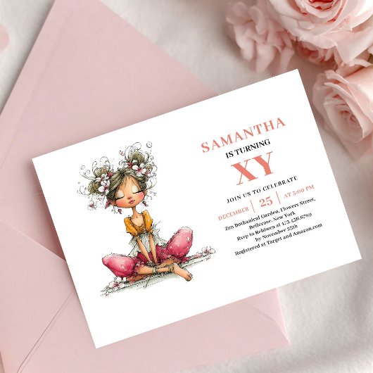 Fée Capricieuse Fille 4e Anniversaire Invitation F