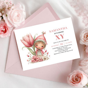 Fée Capricieuse Fille 4ème Anniversaire Invitation