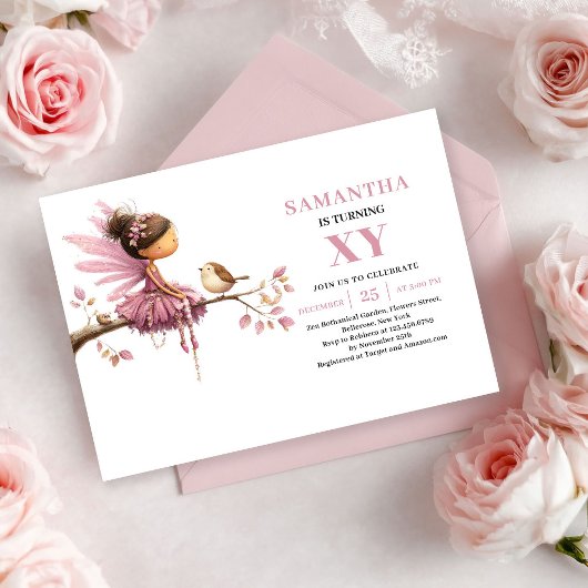 Fée Capricieuse Invitation Anniversaire Rose Gold