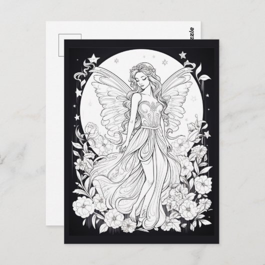 Fée céleste Carte postale à colorier (Devant / Derrière)