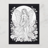 Fée céleste Carte postale à colorier (Devant)