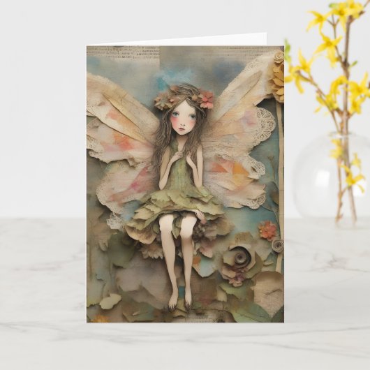 Fée Collage Toutes les Occasions Carte (Fleur jaune)