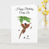 Fée Cute Avec Ailes Brown Filles Carte Anniversair (Fleur jaune)