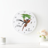 Fée Cute Avec Ailes Brown Horloge Mur (Maison)