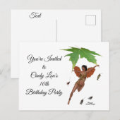Fée Cute Avec Ailes Brown Invitation Carte Postale (Devant / Derrière)