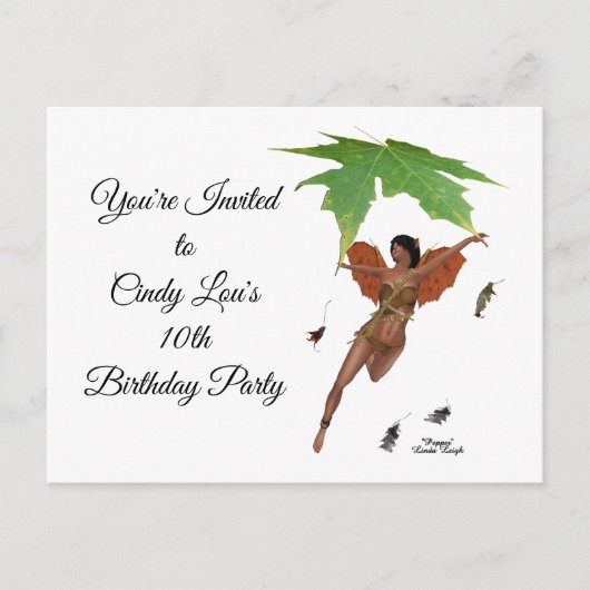 Fée Cute Avec Ailes Brown Invitation Carte Postale (Devant)