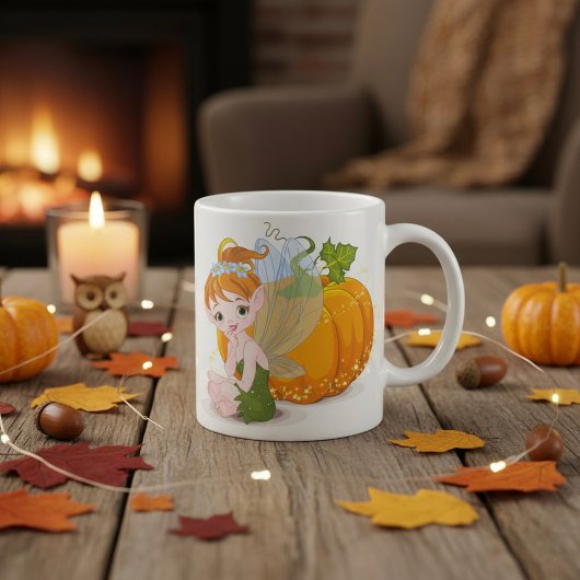 Fée Cute Et Mug De Café Citrouille