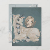 fée d'ange gothique avec carte postale de licorne (Devant / Derrière)