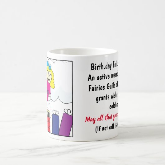 Fée d'anniversaire sur une tasse de café blanc cla (Centre)