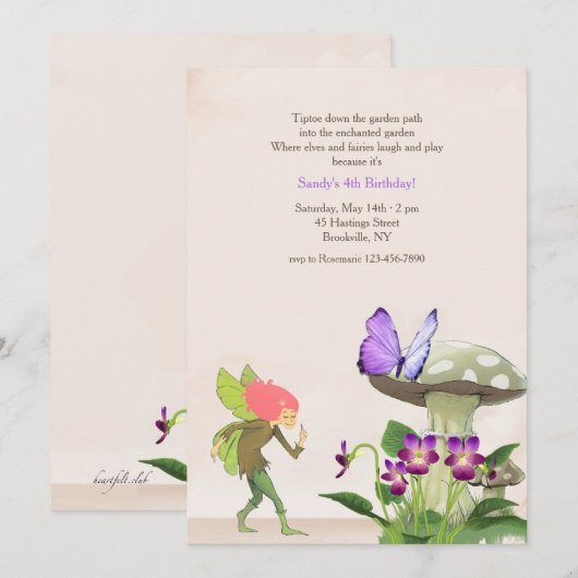 Fée dans le jardin Invitation (Devant / Derrière)