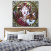 Fée d'automne avec un renard imprimé toile étirée (Insitu(Chambre))