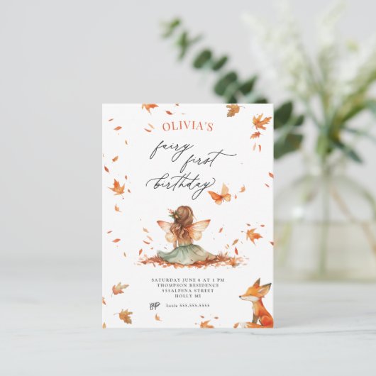 Fée d'automne et Fox première invitation d'anniver (Debout devant)