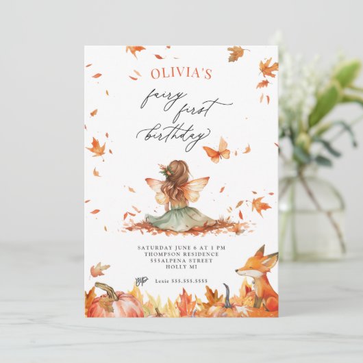 Fée d'automne et Fox première invitation d'anniver (Debout devant)