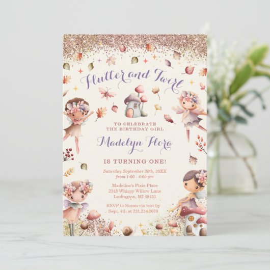 Fée d'automne première invitation anniversaire - B (Debout devant)