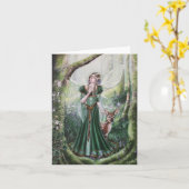 Fée de bois avec carte de voeux fawn (Fleur jaune)