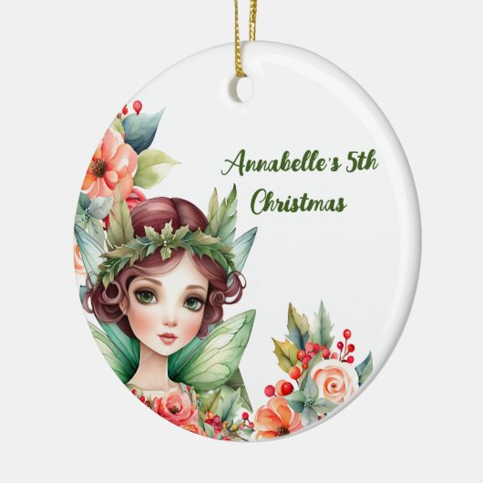 Fée de bois vert avec ornement de fleurs (Gauche)