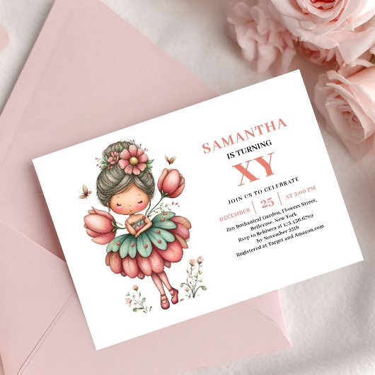 Fée de conte de fées Invitations d'anniversaire ro