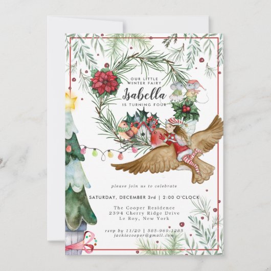 Fée de forêt d'hiver Invitation d'anniversaire (Devant)